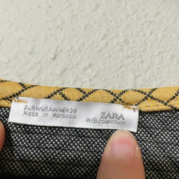 Zara Womens Yellow White Geometric Print 1/4 Sleeve V Neck Tunic Top Size Medium - Picture 4 of 5